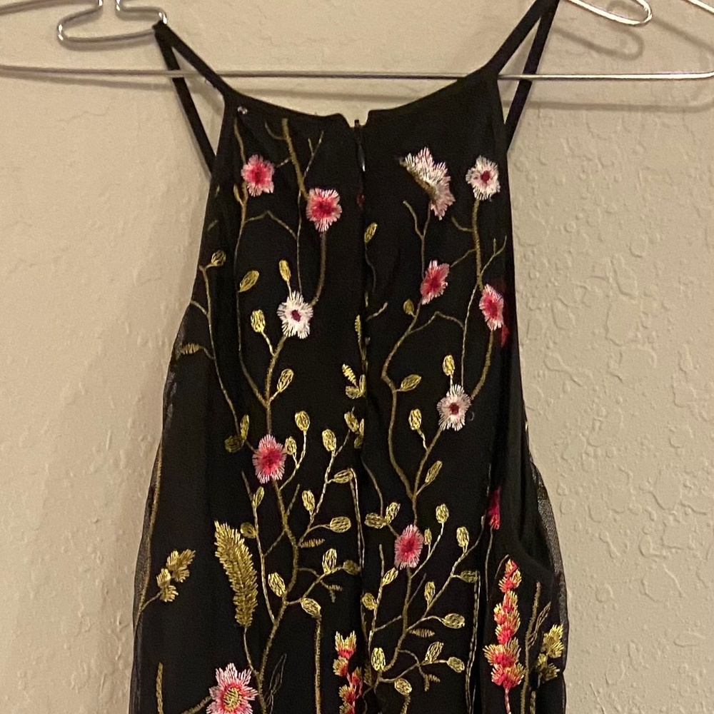 Hot Gal Floral Embroidered Halter Neckline Dress